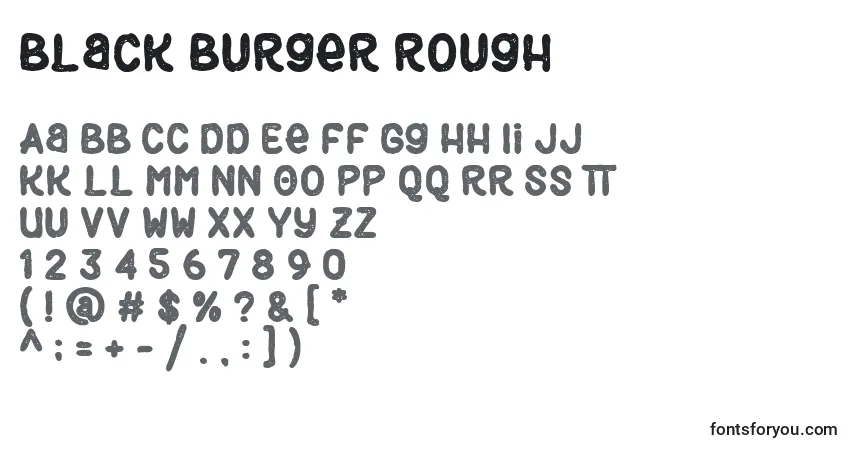 Schriftart Black Burger Rough – Alphabet, Zahlen, spezielle Symbole
