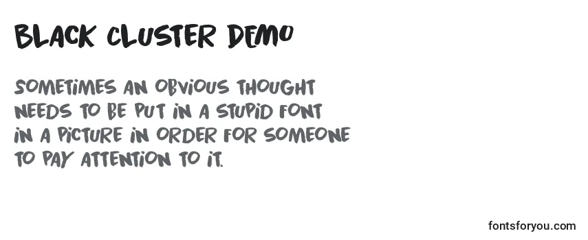 Review of the Black Cluster DEMO Font