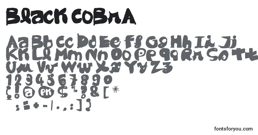 Schriftart Black CoBrA – Alphabet, Zahlen, spezielle Symbole