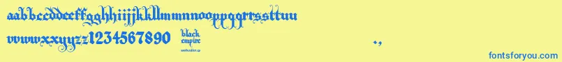 Black Empire Font – Blue Fonts on Yellow Background