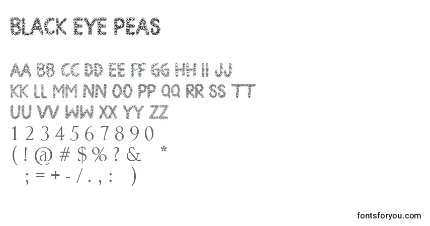 Schriftart Black Eye Peas – Alphabet, Zahlen, spezielle Symbole