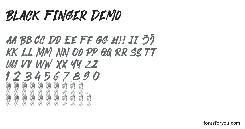 Black Finger Demo-fontti – aakkoset, numerot, erikoismerkit
