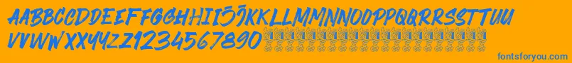 Black Finger Demo Font – Blue Fonts on Orange Background