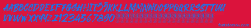 Black Finger Demo Font – Blue Fonts on Red Background