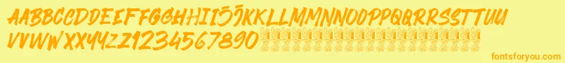 Black Finger Demo Font – Orange Fonts on Yellow Background