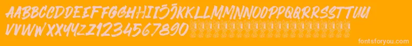 Fonte Black Finger Demo – fontes rosa em um fundo laranja