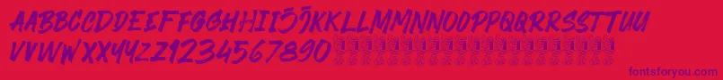 Czcionka Black Finger Demo – fioletowe czcionki na czerwonym tle
