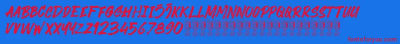Black Finger Demo Font – Red Fonts on Blue Background