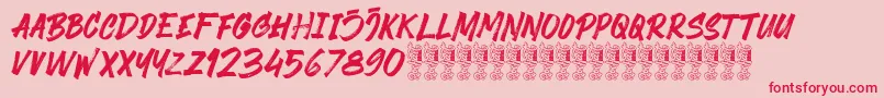 Black Finger Demo Font – Red Fonts on Pink Background