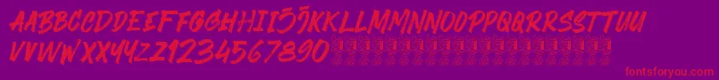 Black Finger Demo Font – Red Fonts on Purple Background