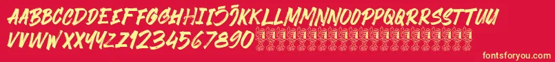 Black Finger Demo Font – Yellow Fonts on Red Background