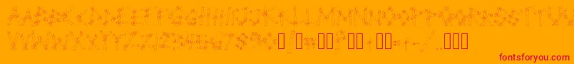 BulohInnIi-Schriftart – Rote Schriften auf orangefarbenem Hintergrund