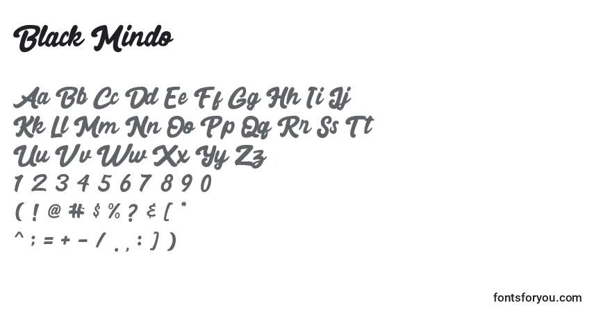 Czcionka Black Mindo – alfabet, cyfry, specjalne znaki