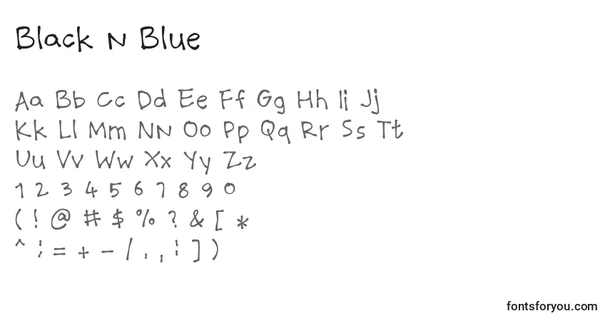 Schriftart Black n Blue – Alphabet, Zahlen, spezielle Symbole