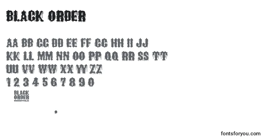 Шрифт Black Order – алфавит, цифры, специальные символы