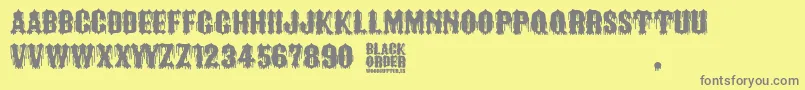 Black Order-fontti – harmaat kirjasimet keltaisella taustalla