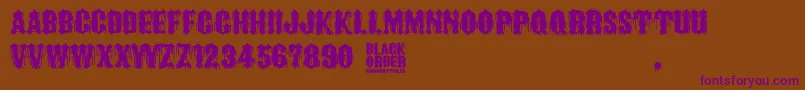 Black Order-Schriftart – Violette Schriften auf braunem Hintergrund