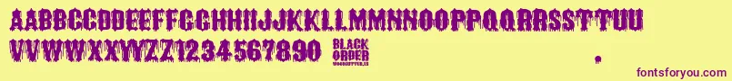 Black Order Font – Purple Fonts on Yellow Background