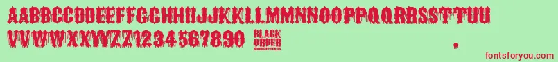 フォントBlack Order – 赤い文字の緑の背景