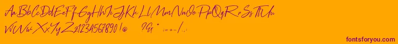 Black Pen Font – Purple Fonts on Orange Background