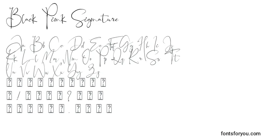 A fonte Black Pink Signature – alfabeto, números, caracteres especiais
