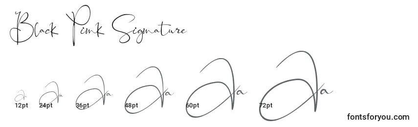 Black Pink Signature Font Sizes