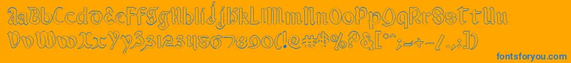 Valeriuso-Schriftart – Blaue Schriften auf orangefarbenem Hintergrund