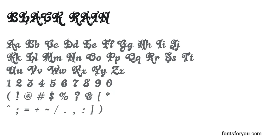 Fuente BLACK RAIN - alfabeto, números, caracteres especiales