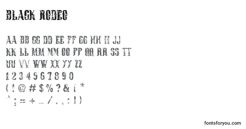 A fonte Black Rodeo – alfabeto, números, caracteres especiais