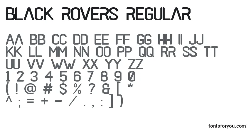 Schriftart Black rovers regular (121457) – Alphabet, Zahlen, spezielle Symbole
