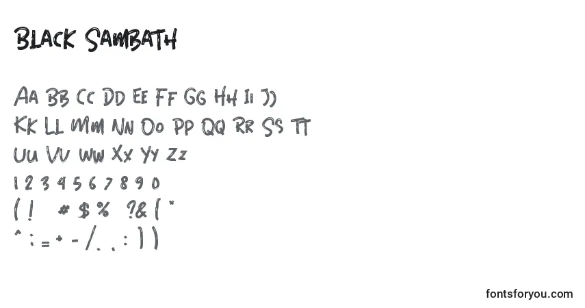 Schriftart Black Sambath – Alphabet, Zahlen, spezielle Symbole
