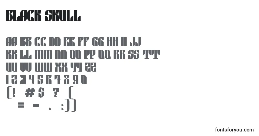 Schriftart Black Skull – Alphabet, Zahlen, spezielle Symbole