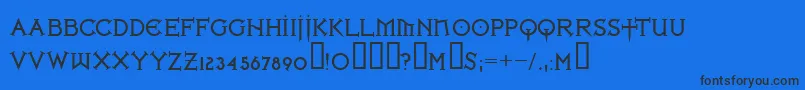 IronLeagueBold-Schriftart – Schwarze Schriften auf blauem Hintergrund