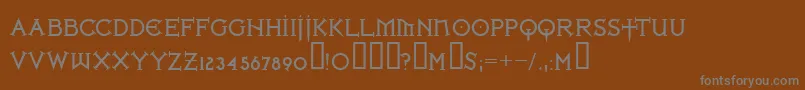IronLeagueBold-fontti – harmaat kirjasimet ruskealla taustalla