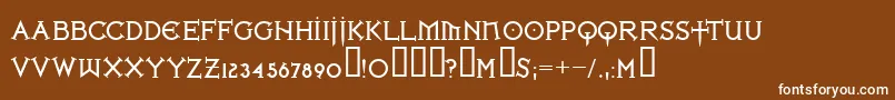 IronLeagueBold-fontti – valkoiset fontit ruskealla taustalla