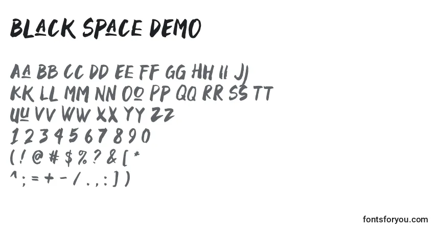 Czcionka Black Space DEMO – alfabet, cyfry, specjalne znaki