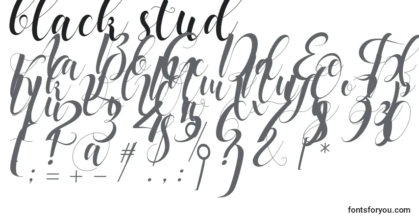 Schriftart Black stud – Alphabet, Zahlen, spezielle Symbole