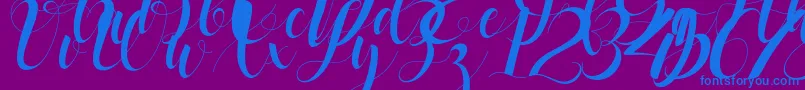black stud-Schriftart – Blaue Schriften auf violettem Hintergrund
