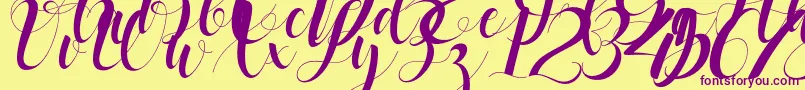black stud-Schriftart – Violette Schriften auf gelbem Hintergrund