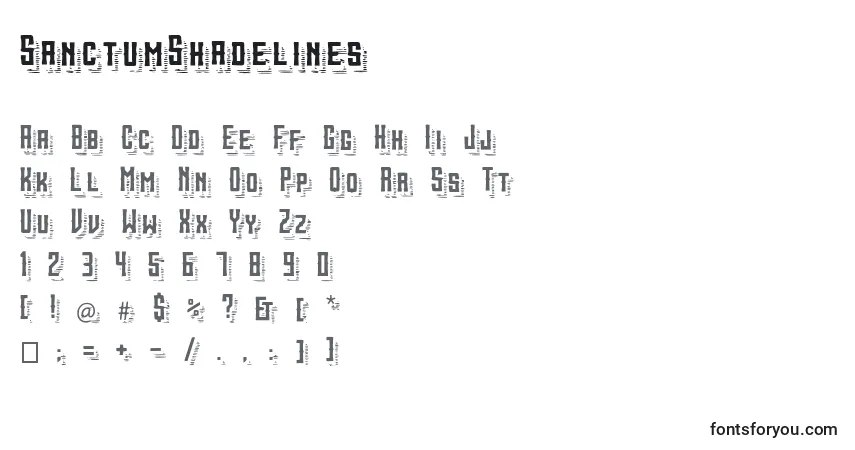Czcionka SanctumShadelines – alfabet, cyfry, specjalne znaki