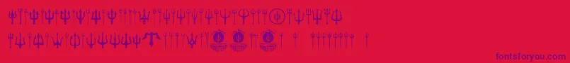 Black Trident-Schriftart – Violette Schriften auf rotem Hintergrund
