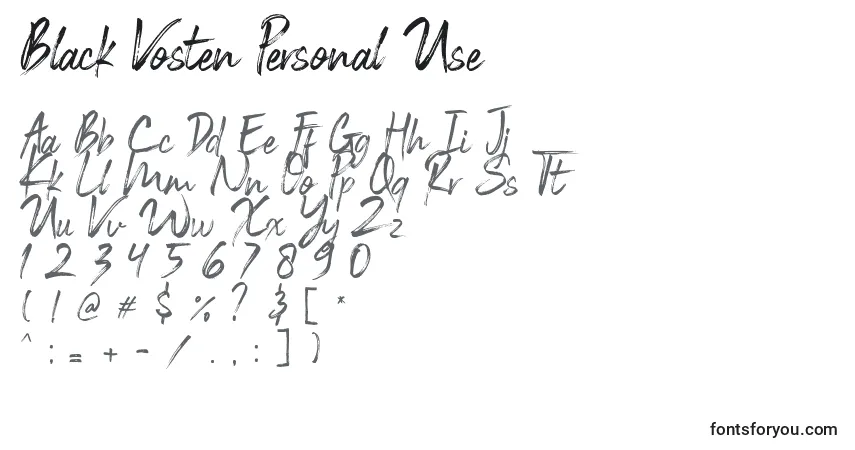 A fonte Black Vosten Personal Use – alfabeto, números, caracteres especiais