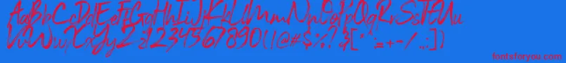 Black Vosten Personal Use Font – Red Fonts on Blue Background