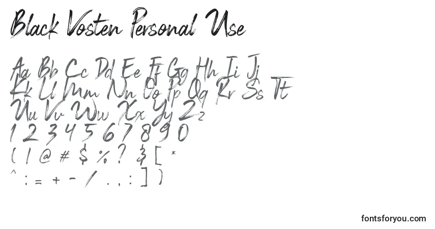 Schriftart Black Vosten Personal Use (121472) – Alphabet, Zahlen, spezielle Symbole