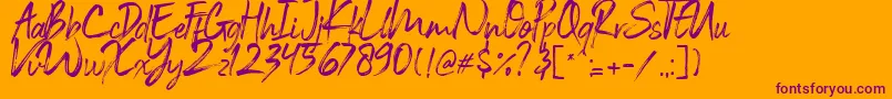 Black Vosten Personal Use-Schriftart – Violette Schriften auf orangefarbenem Hintergrund