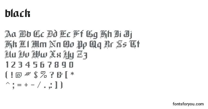 Schriftart Black (121473) – Alphabet, Zahlen, spezielle Symbole