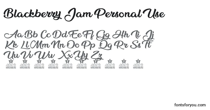 A fonte Blackberry Jam Personal Use – alfabeto, números, caracteres especiais