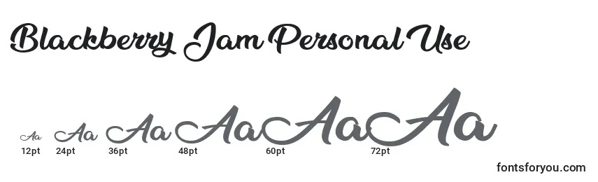 Размеры шрифта Blackberry Jam Personal Use