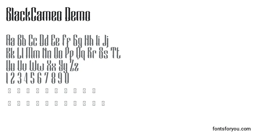 BlackCameo Demoフォント–アルファベット、数字、特殊文字