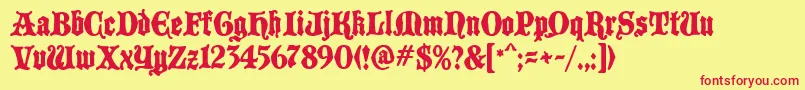 BlackCastleMF Font – Red Fonts on Yellow Background